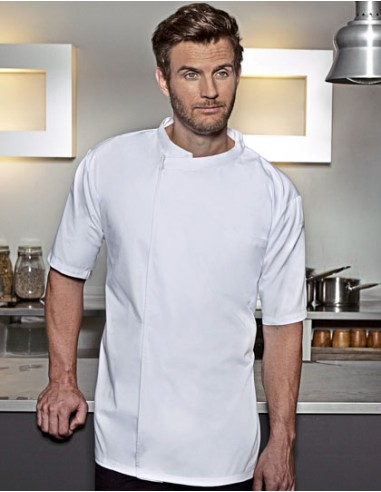 KAL-BJM3-Short-Sleeve Throw-Over Chef Shirt Basic